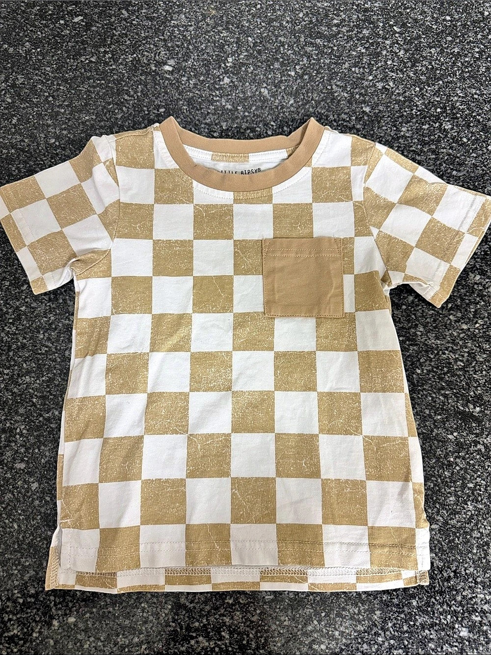 Little Bipsy Checkered Pocket Tee Boys 2T-3T White & Tan